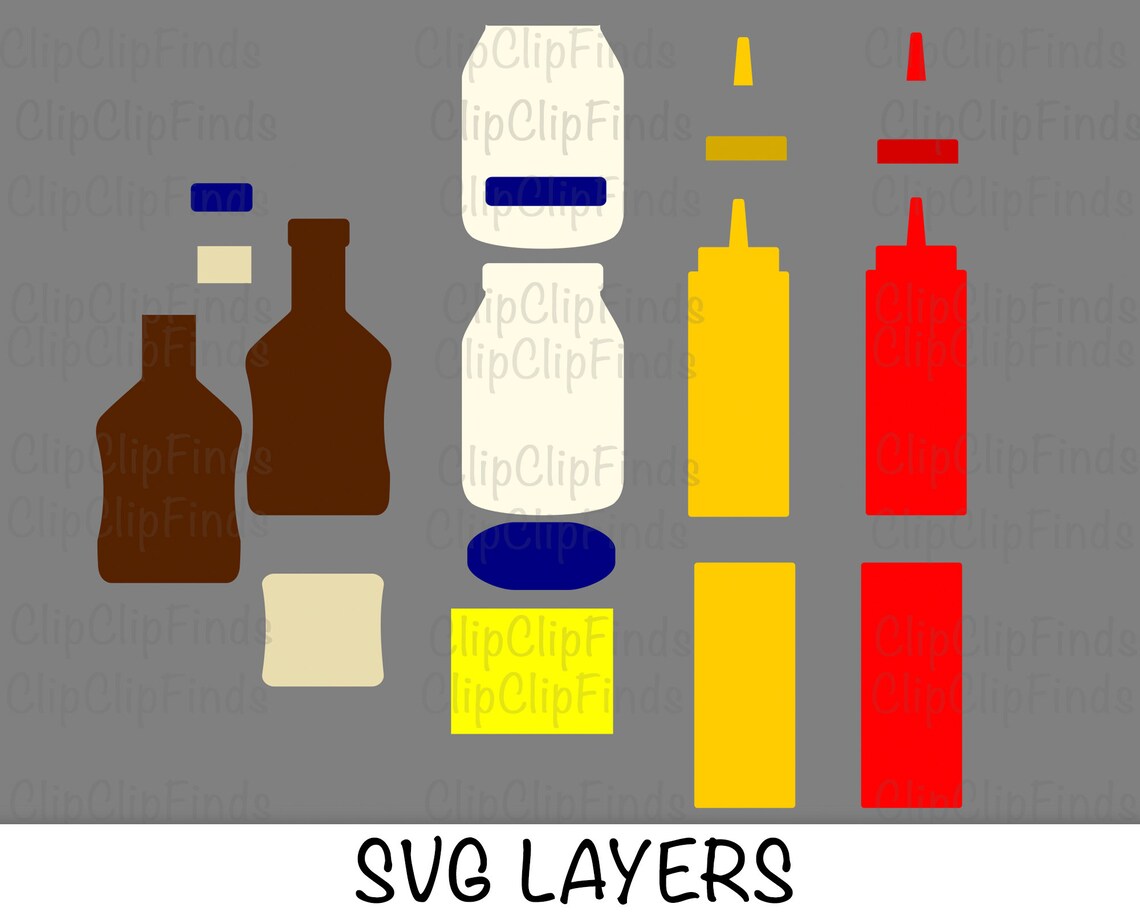 Ketchup Mustard Mayonnaise Bbq Sauce Bbq Condiments SVG Etsy