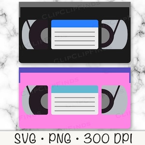 VHS-cassetteband SVG, retro cassettebandjes clipart, jaren 80, 90, videorecorder, instant digitale download