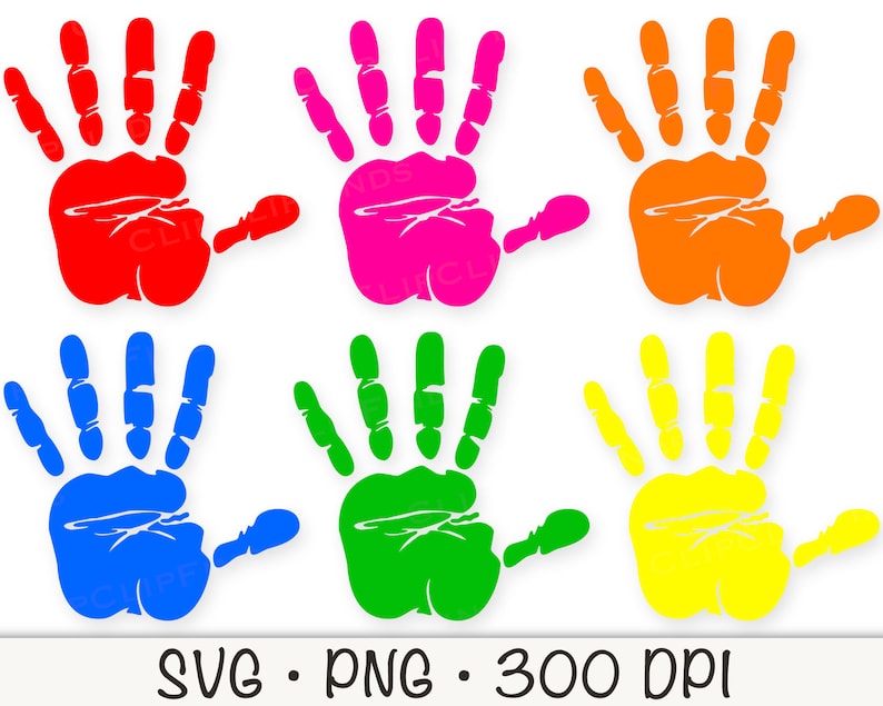Colorful Handprint SVG Bundle: Painted Hands Graphics (digital Download ...
