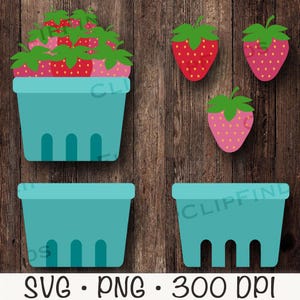 Cesta de Morango Clipart, Morangos Rosa SVG, Morangos PNG, Faça Você Mesmo, Faça Você Mesmo, Download Digital Instantâneo