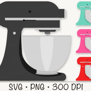 Batedeira SVG, Batedeira de cozinha, Assando, Sobremesa, Doces, Assando PNG, Clip Art de cozinha, Rosa, Vermelho, Azul-petróleo, Preto, Download instantâneo