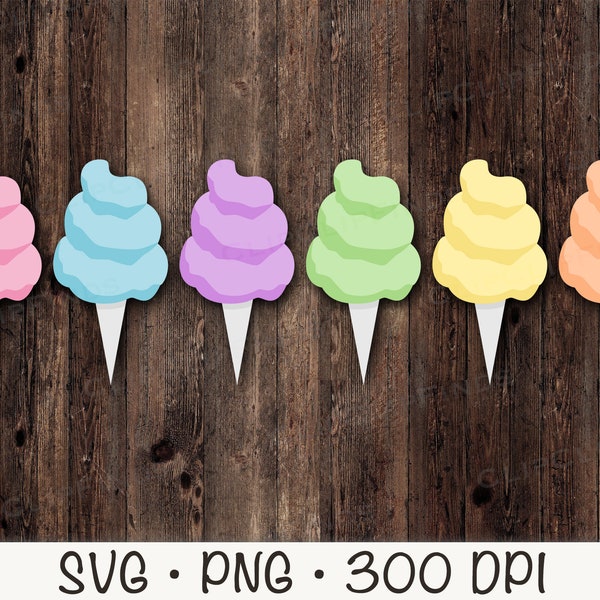 Cotton Candy SVG, Cotton Candy PNG, Cotton Candy Clipart Bundle, Pastel Colors, Instant Digital Download