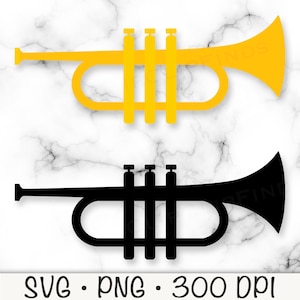 Trumpet SVG, Trumpet PNG, Trumpet Clip Art,  Vector Cut File, Transparent Background, Sublimation, Digital Download