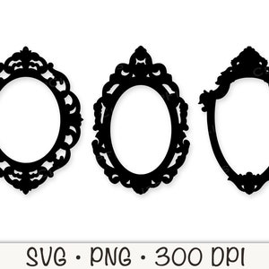 Baroque Victorian Vintage Ornate Mirror Frame Bundle, Tea Party, SVG Vector File and PNG, Transparent Background Clip Art Instant Download image 4