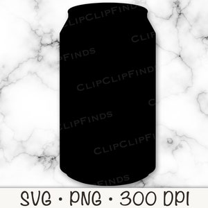 Soda oder Bierdose, Dosensilhouette, Dose SVG, Vektordatei und PNG transparenter Hintergrund Sofort-Download