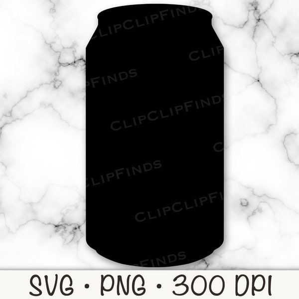 Soda or Beer Can, Can Silhouette, Can SVG, Vector Cut File and PNG Transparent Background Instant Download