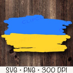 Può includere: Un design a pennellate blu e gialle che rappresenta la bandiera ucraina.