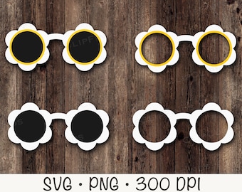 Lunettes de soleil Daisy, Lunettes de soleil Groovy, Lunettes de soleil hippie, Lunettes de soleil fleuries, SVG, PNG, Clip Art, Téléchargement numérique instantané