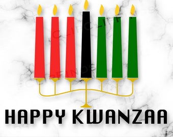 Happy Kwanzaa SVG Vector Cut File and PNG Transparent Background Clip Art Sublimation Instant Download