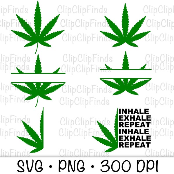 Cannabis SVG, Marijuana, Pot, Ganga, Joint, Hemp Leaf, 420, Split Monogram, PNG Transparent Background, Weed Svg,  Instant Digital Download