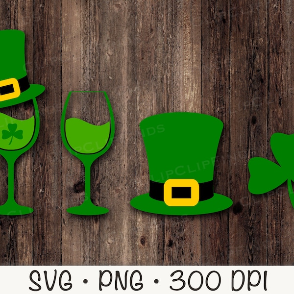 Green Wine SVG, Saint Patrick's Day Wine SVG, Adult Saint Patrick Sublimation, Shamrock, Leprechaun Hat, Wine Glass,Instant Digital Download