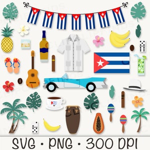 Clipart cubain, Cuba SVG, graphiques PNG, téléchargement numérique instantané