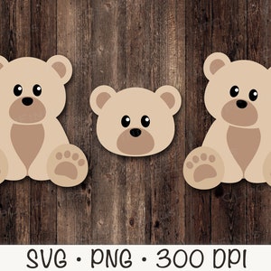 Ours en peluche, oursons en tons neutres, ours mignon, SVG, PNG, clipart, téléchargement immédiat