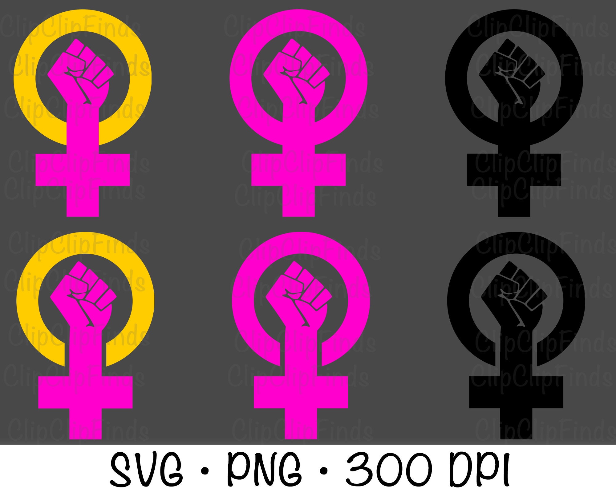 Girl Power Feminist Raised Fist Womens Rights Clenched Etsy