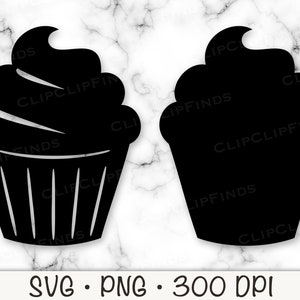 Cupcake SVG, Cupcake Silhouette Cutting File SVG Vector and PNG Transparent Background Sublimation Clip Art Instant Download