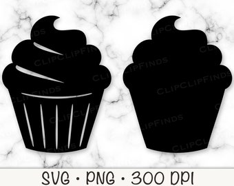 Cupcake SVG, Cupcake Silhouette Cutting File SVG Vector and PNG Transparent Background Sublimation Clip Art Instant Download