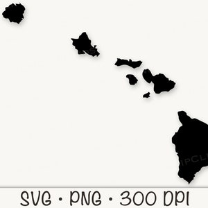 Hawaiianische Karte SVG, Hawaii SVG, Hawaii Karte, Hawaii Archipel Inseln Silhouette, PNG, sofortiger digitaler Download