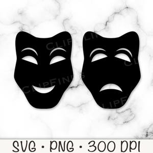 Laughing Mask, Sad Mask, Crying Mask, Theater Mask, Drama, SVG, PNG, Vector, Digital Download File