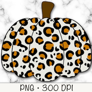 Leopard Print Pumpkin, White Leopard Animal Print Pumpkin, PNG Transparent Background, Clipart, Thanksgiving Sublimation, Instant  Download