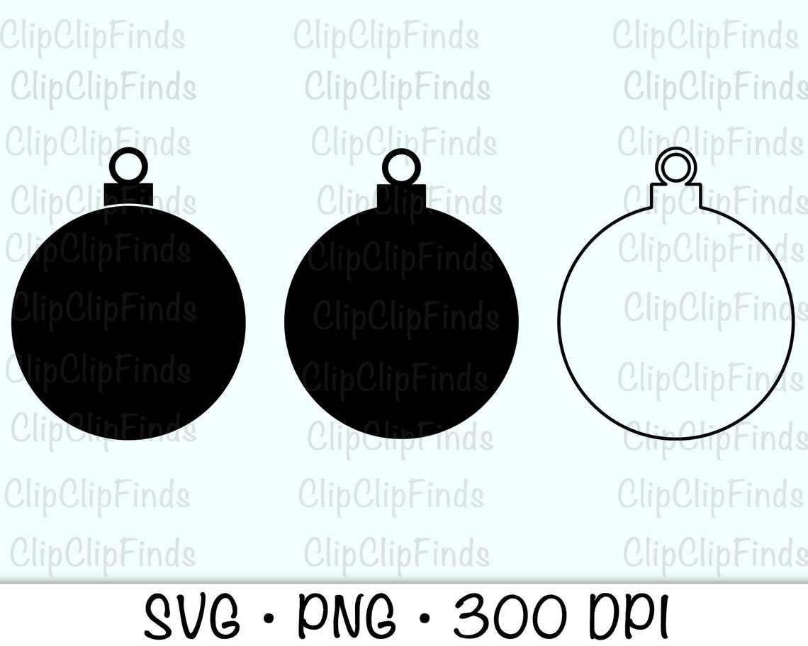 Plain Round Solid Black Christmas Tree Ornament and Outline Etsy