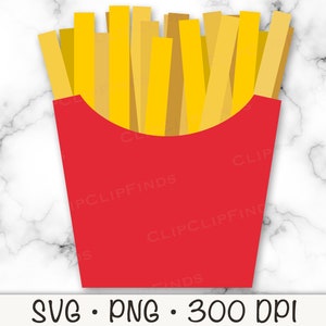 Papas fritas SVG, archivo de corte vectorial, papas fritas PNG, fondo transparente, sublimación, clip art de papas fritas, descarga instantánea