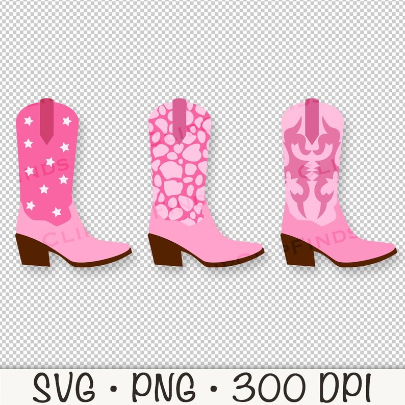 Pink Cowgirl Boots SVG: Rodeo Clipart (Digital Download) image 6