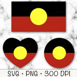 Australian Aboriginal Flag SVG, PNG, Heart, Circle, Indigenous, Digital Download