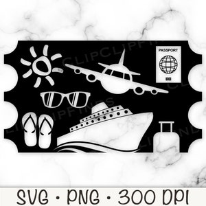 Wanderlust World Traveler SVG, croisière, avion, billet, passeport, tongs, vacances PNG, lunettes de soleil, téléchargement numérique par sublimation