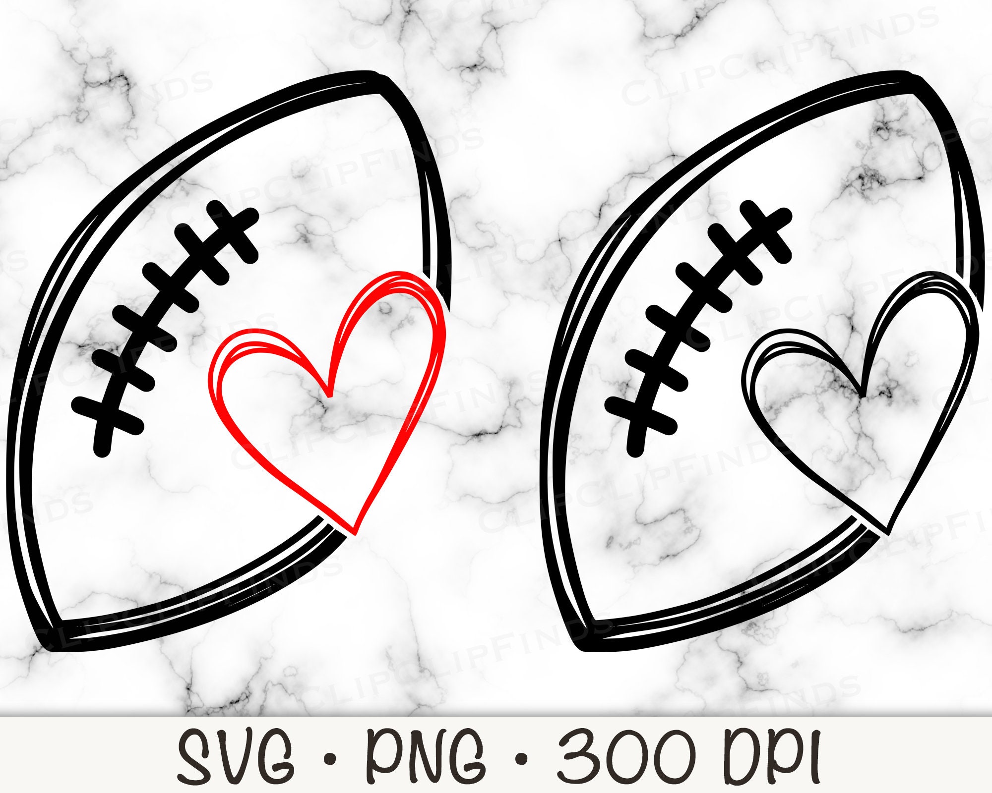 Football Love Outline Doodle Football With Heart Football - Etsy