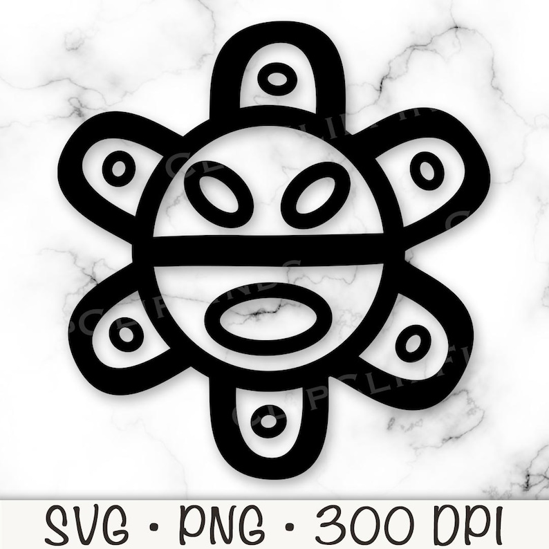 May include: A black and white illustration of the symbol of the sun, known as the "Sol de Borinquen", a symbol of Puerto Rico.