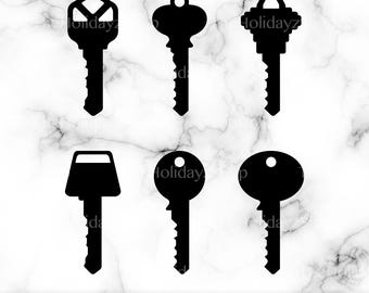 Key SVG, Key PNG, Key Clipart, Silhouette Shape Key Bundle, Vector, Digital Download File