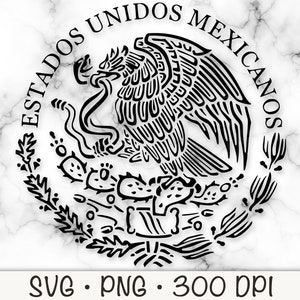 Mexican Flag Eagle SVG Vector File and PNG Transparent Background Clip Art Instant Download image 2