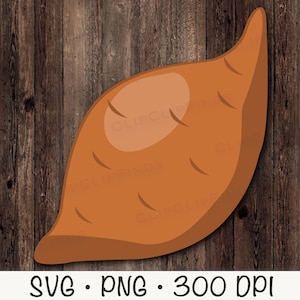 Ñame, batata, archivo de corte vectorial SVG y fondo transparente PNG, Clip Art, descarga digital instantánea