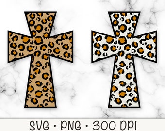 Leopard Print Cross, Cross SVG, PNG, Sublimation, Easter, Instant Digital Download