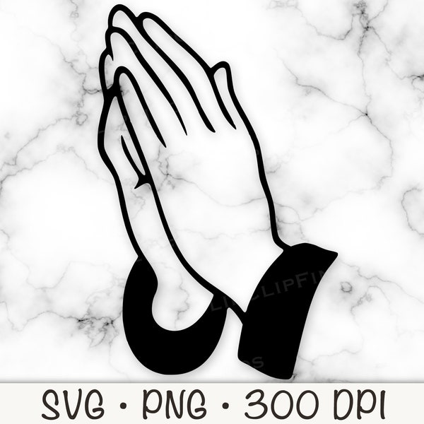 Praying Hands SVG Vector Cut File, PNG Transparent Background Clip Art Instant Download