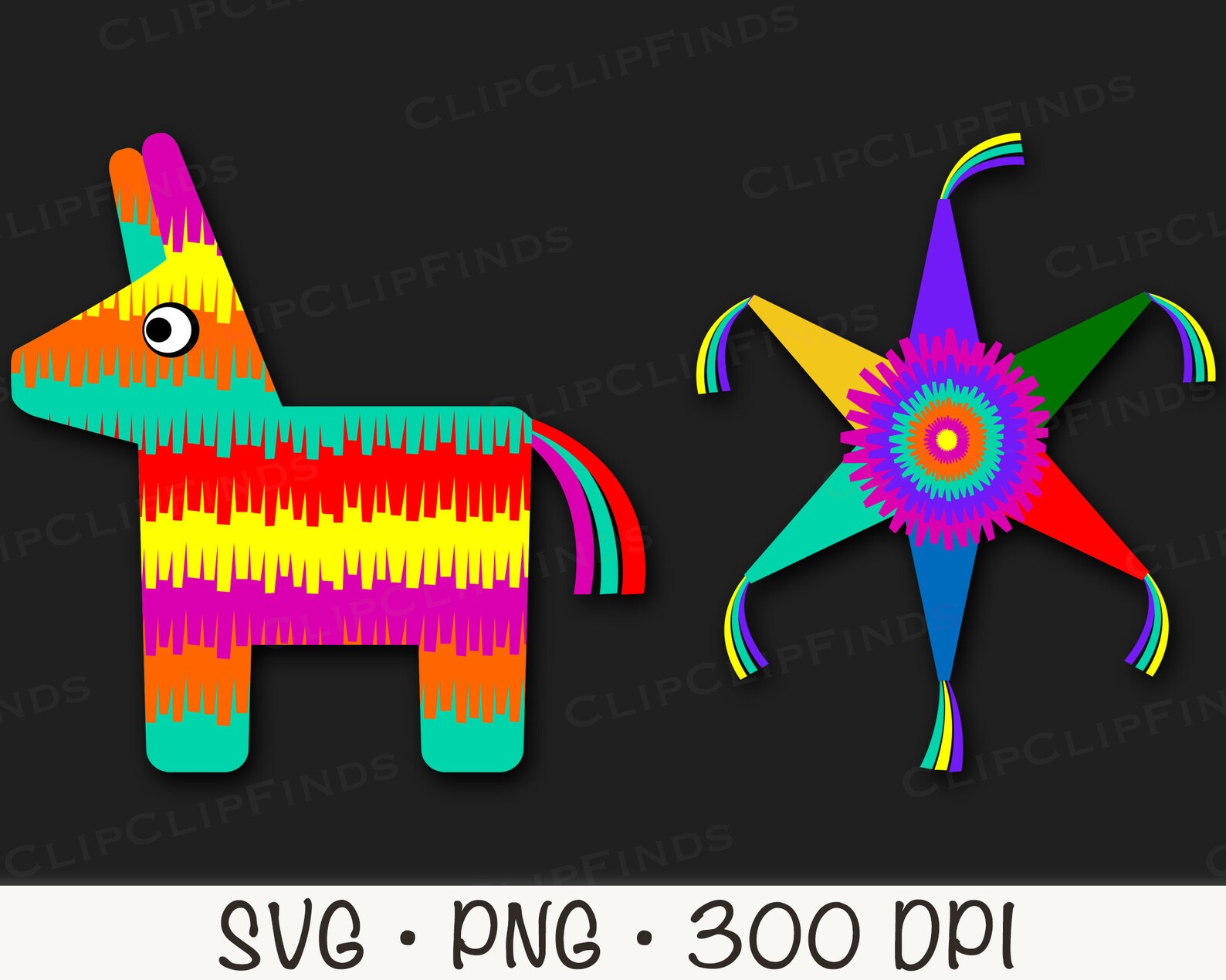 Pinata Svg Scared Mexican Fiesta Piñata Clipart: Hand-drawn SVG, PNG (digital Download ...