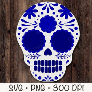Talavera Zuckerschädel, Zuckerschädel SVG, mexikanischer Schädel, Cinco de Mayo, Dia de los Muertos, Otomi, PNG, Sofortiger digitaler Download