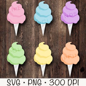 Algodão-doce SVG, Algodão-doce PNG, Pacote de Cliparts de Algodão-doce, Cores Pastel, Download Digital Instantâneo