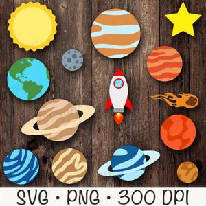 Planeten SVG, ruimte PNG, clipart van het zonnestelsel, Galaxy, ruimteraket, niet van deze wereld, instant digitale download
