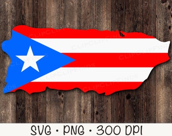 Puerto Rico Flag Map: SVG PNG Clipart (Digital Download)