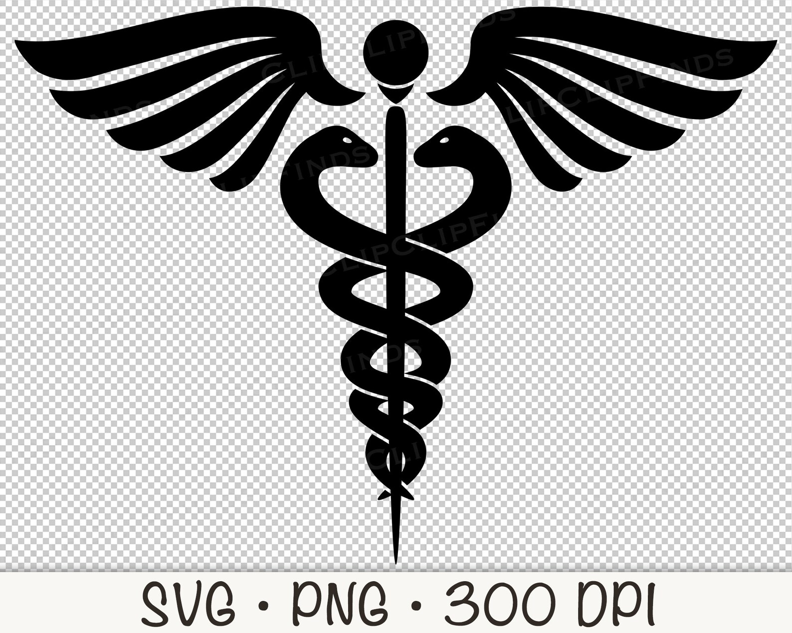 Caduceus Medical Symbol SVG: Vector Cut File, PNG Clipart (digital ...