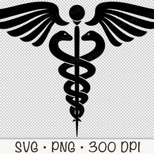 Medizinisches Symbol Hermesstab SVG geschnitten Vektor Datei und PNG transparenten Hintergrund Clip Art Sofort Download Bild 5