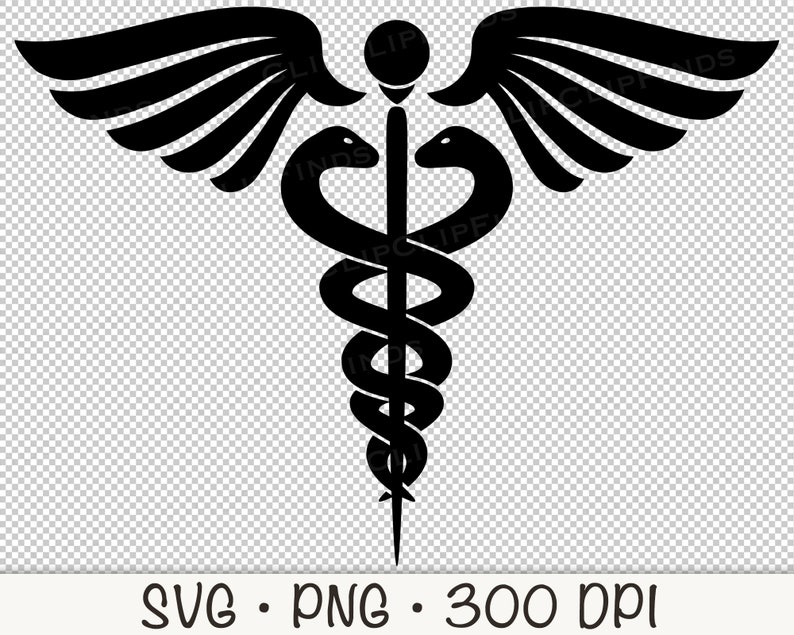 Medizinisches Symbol Hermesstab SVG geschnitten Vektor Datei und PNG transparenten Hintergrund Clip Art Sofort Download Bild 5