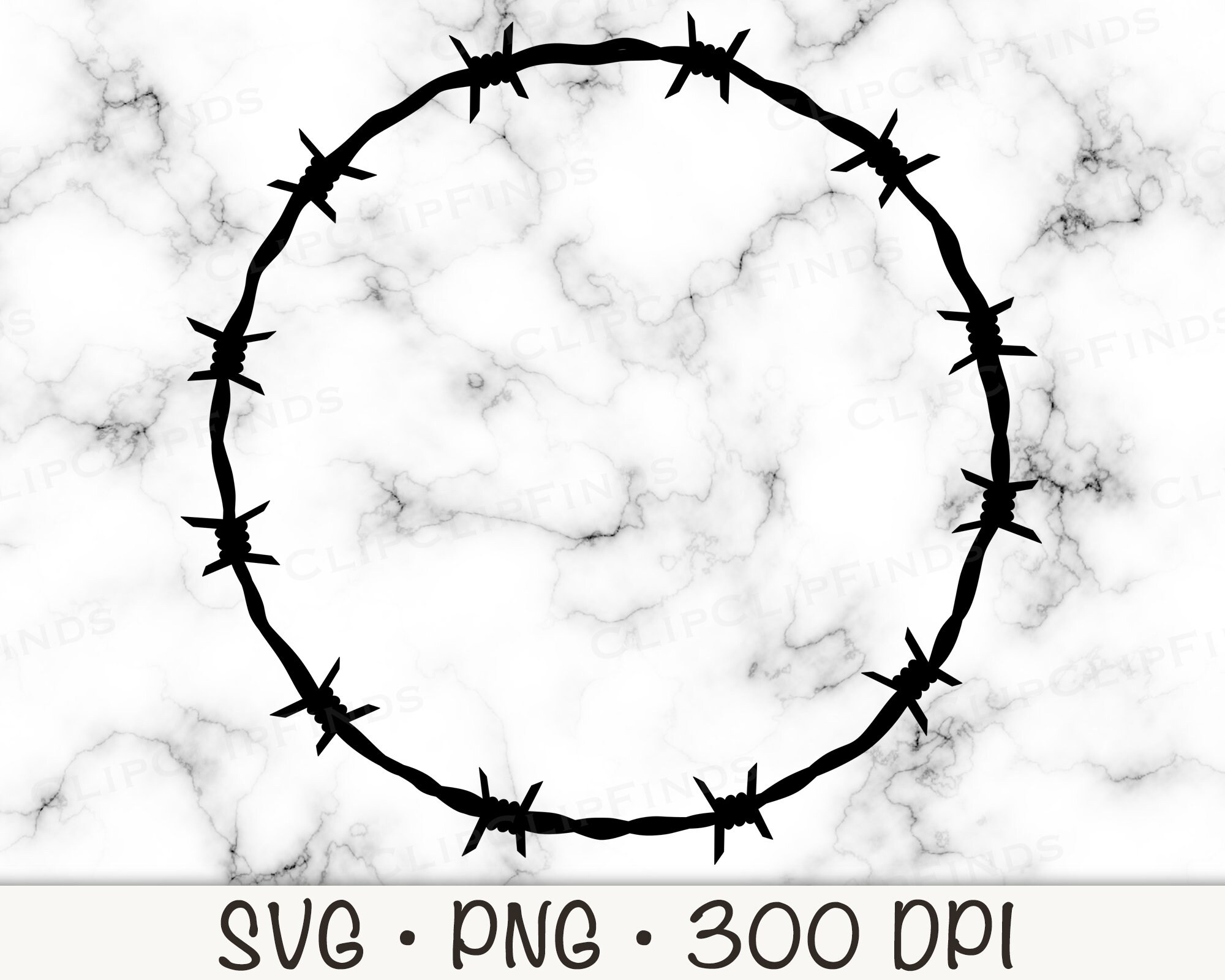 Round Circle Barbed Wire Frame SVG Vector Cut File and PNG - Etsy Canada