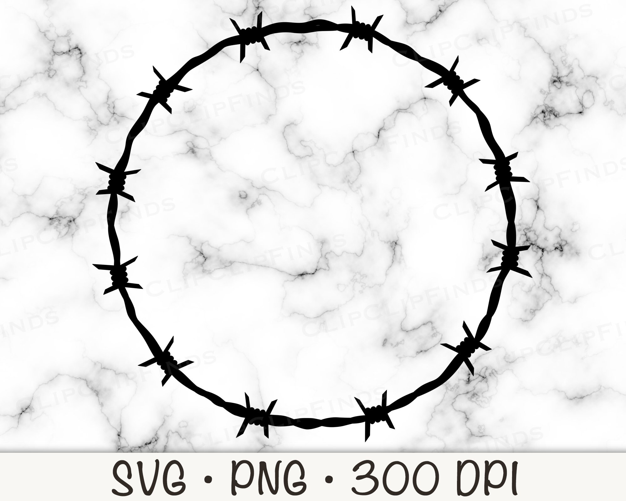 Buy Round Circle Barbed Wire Frame SVG Vector Cut File and PNG Online in  India 