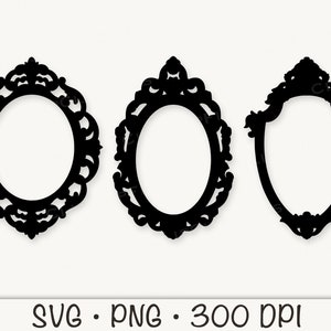 Baroque Victorian Vintage Ornate Mirror Frame Bundle, Tea Party, SVG Vector File and PNG, Transparent Background Clip Art Instant Download image 2