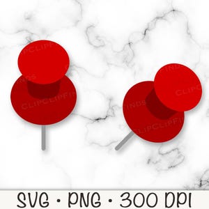 Reißzwecke SVG, Reißzwecke PNG, Pinnadel Clipart, rote Reißnadel, Nagel, Brad, Positionspin, Schulzubehör, digitaler Download