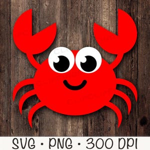 Krab SVG, Krab PNG, Clipart Kraba, Uroczy Krab, Zwierzę Morskie, Plaża, Cyfrowy Plik Do Pobrania