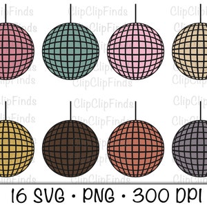 Bola de discoteca, pacote, bacana, arquivo de corte vetorial SVG e fundo transparente PNG, sublimação, clip art, download digital instantâneo