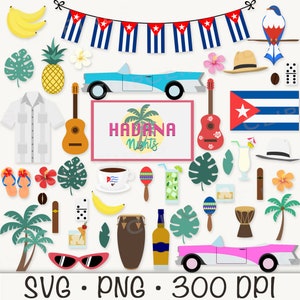 Clipart cubain, Cuba SVG, PNG, téléchargement numérique instantané